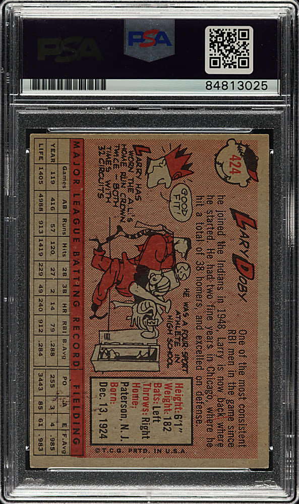Signed 1958 Topps #424 Larry Doby PSA/DNA GEM MINT 10