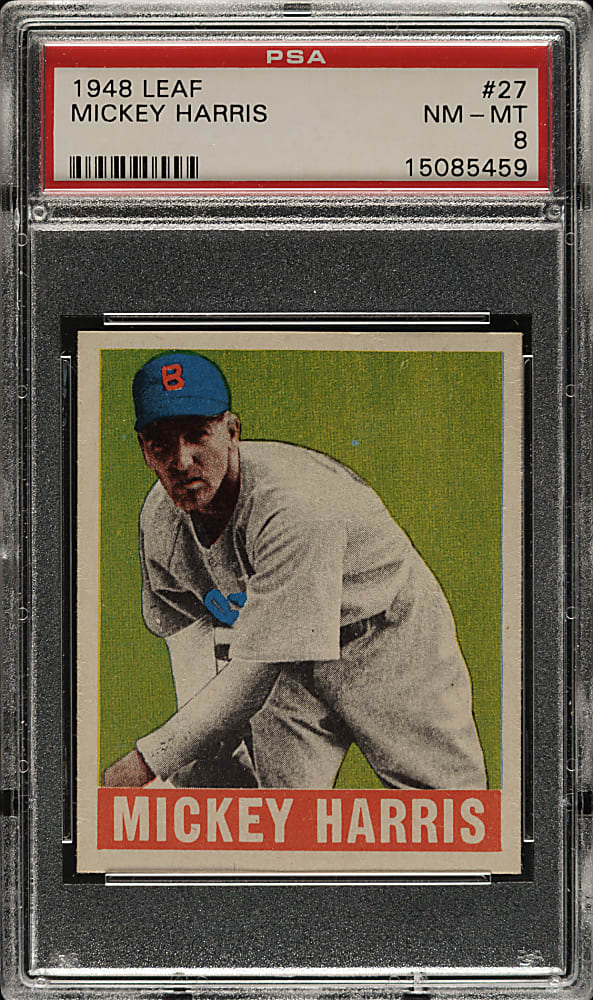 1948-1949 Leaf #27 Mickey Harris PSA NM-MT 8