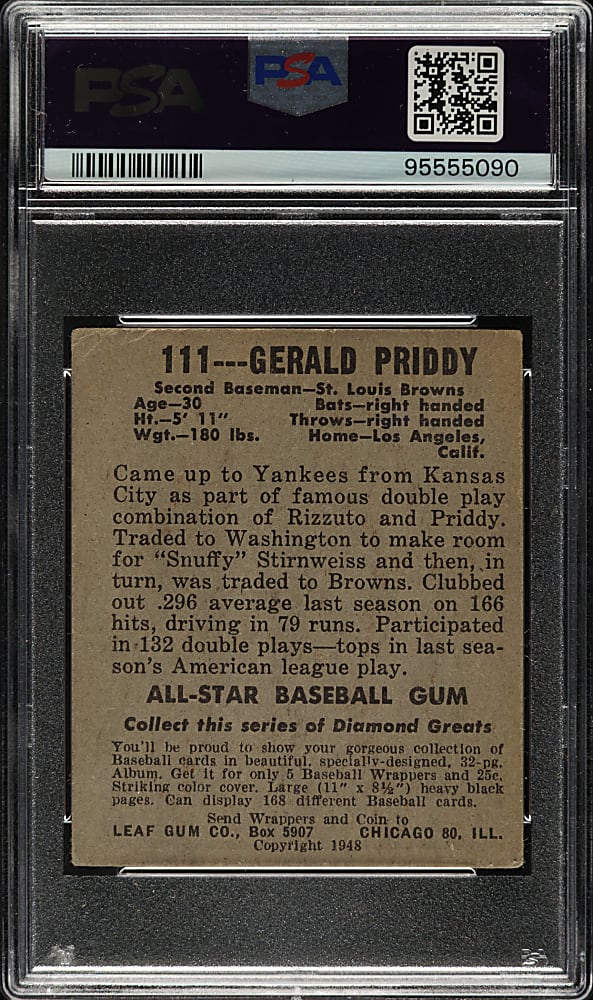 1948-1949 Leaf #111 Gerald Priddy PSA VG 3