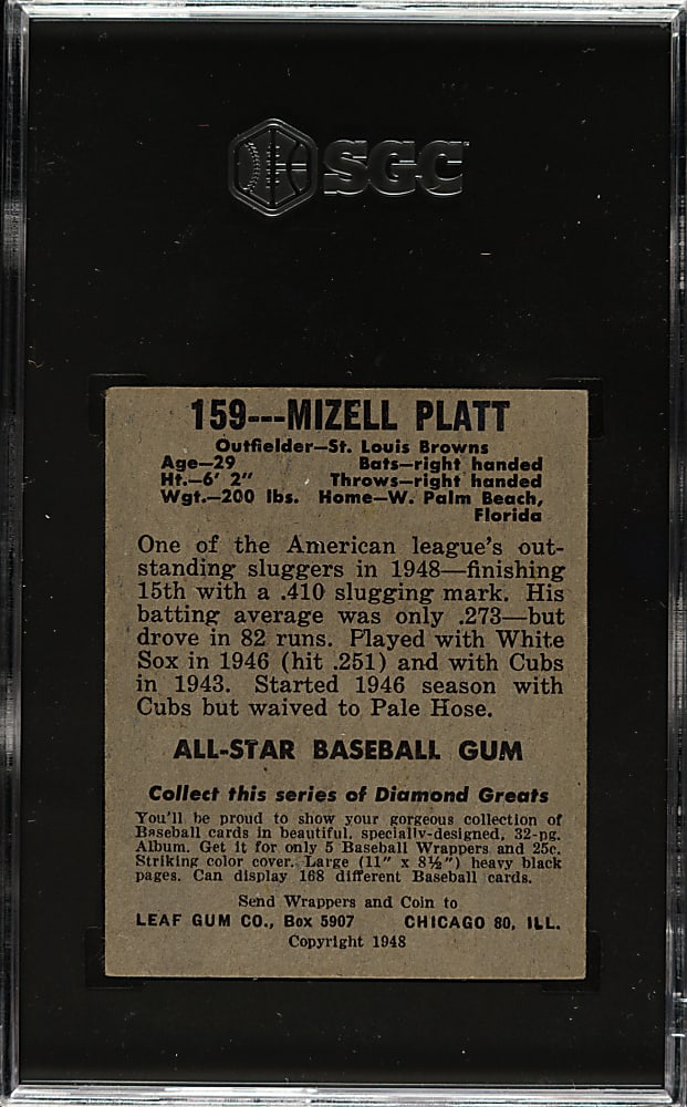 1948-1949 Leaf #159 Mizell Platt SGC VG/EX+ 4.5