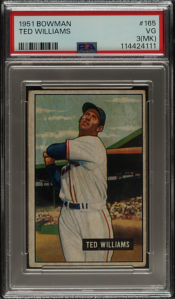 1951 Bowman #165 Ted Williams PSA VG 3 (MK)