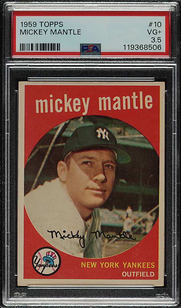 1959 Topps #10 Mickey Mantle PSA VG+ 3.5
