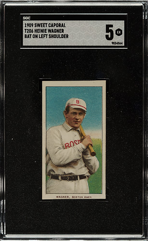 1909-1911 T206 White Border Heinie Wagner Bat On Left Shoulder SGC EX 5