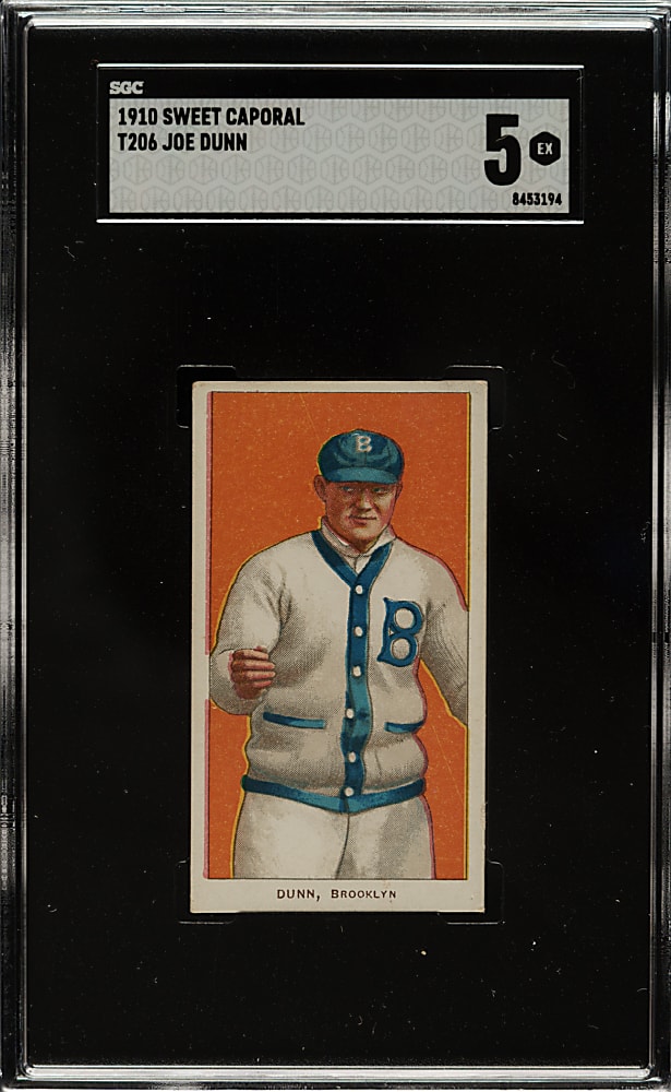 1909-1911 T206 White Border Joe Dunn SGC EX 5