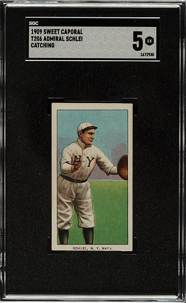 1909-1911 T206 White Border Admiral Schlei Catching SGC EX 5