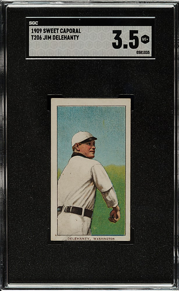 1909-1911 T206 White Border Jim Delehanty SGC VG+ 3.5