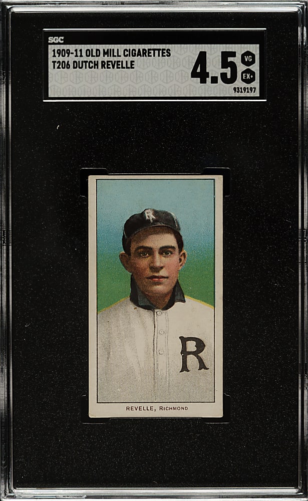 1909-1911 T206 White Border Dutch Revelle Southern Leaguer SGC VG/EX+ 4.5 - Old Mill Back