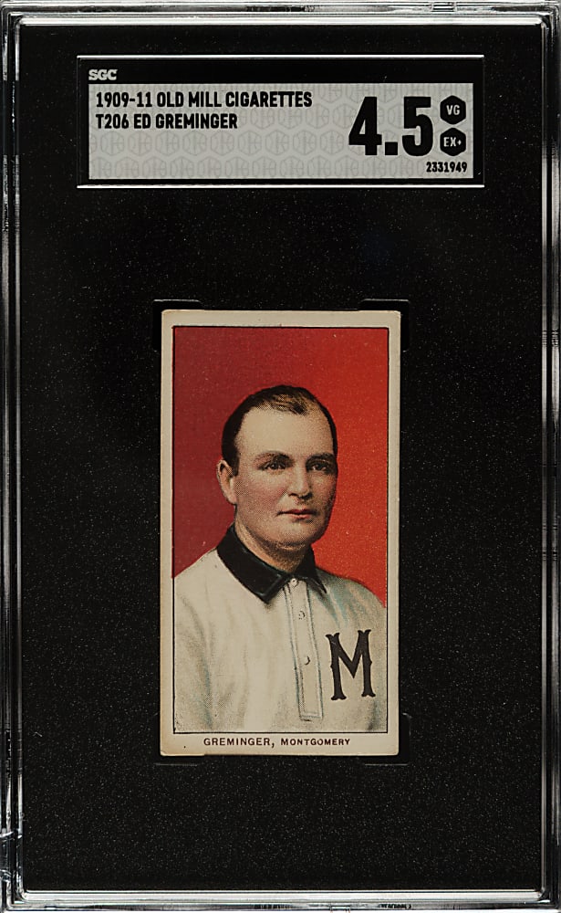 1909-1911 T206 White Border Ed Greminger Southern Leaguer SGC VG/EX+ 4.5 - Old Mill Back