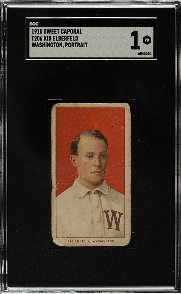 1909-1911 T206 White Border Kid Elberfeld Washington, Portrait SGC POOR 1