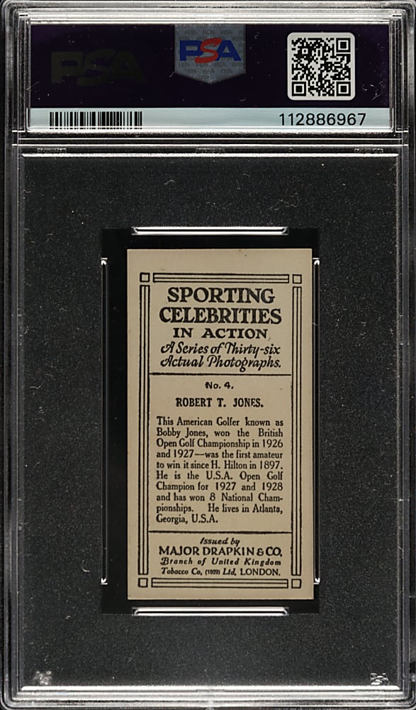 1930 Major Drapkin Co. "Sporting Celebrities In Action" Golf #4 Bobby Jones PSA EX-MT 6