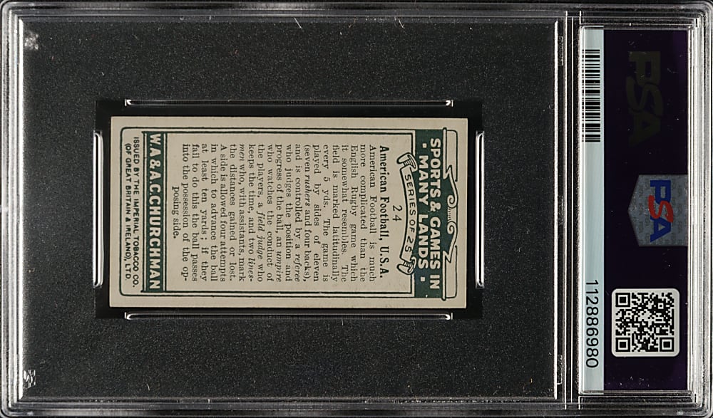 1929 Churchman "Sports and Games in Many Lands" #24 Football U.S.A. PSA EX 5