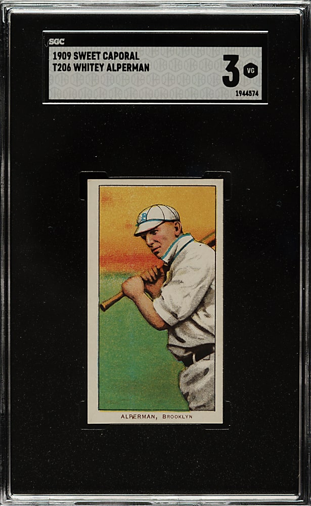 1909-1911 T206 White Border Whitey Alperman SGC VG 3