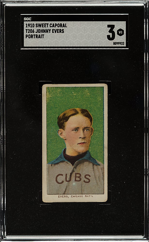 1909-1911 T206 White Border Johnny Evers Portrait SGC VG 3