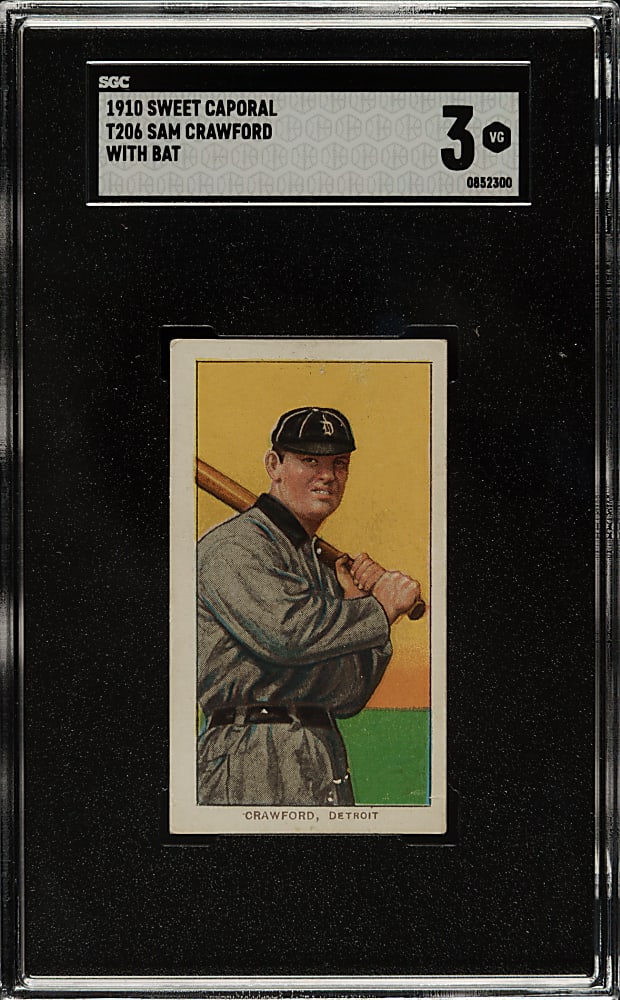 1909-1911 T206 White Border Sam Crawford with Bat SGC VG 3
