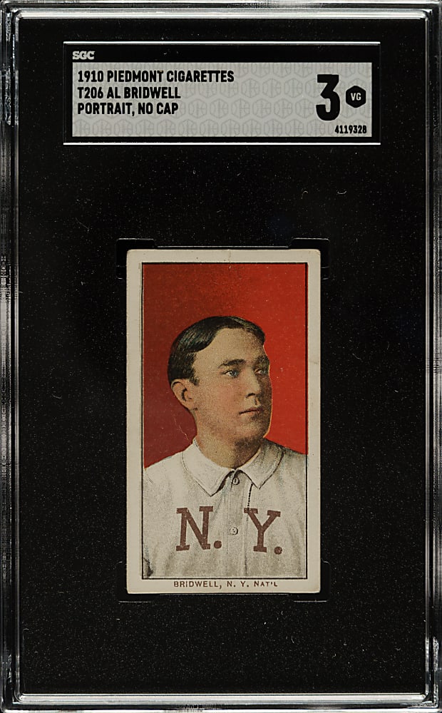 1909-1911 T206 White Border Al Bridwell Portrait No Cap SGC VG 3