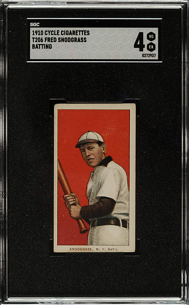 1909-1911 T206 White Border Fred Snodgrass Batting SGC VG/EX 4 - Cycle 350 Back