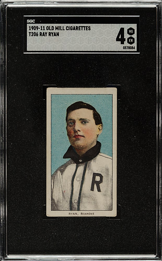 1909-1911 T206 White Border Ray Ryan Southern Leaguer SGC VG/EX 4 - Old Mill Back