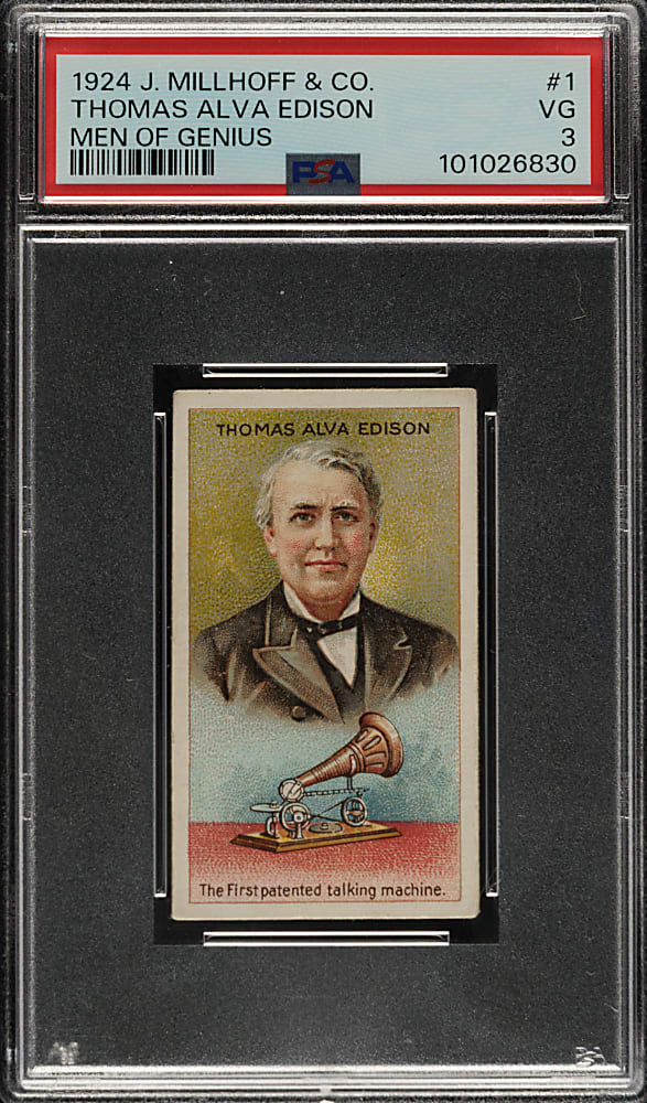 1924 J. Millhoff & Co. "Men of Genius" #1 Thomas Alva Edison PSA VG 3