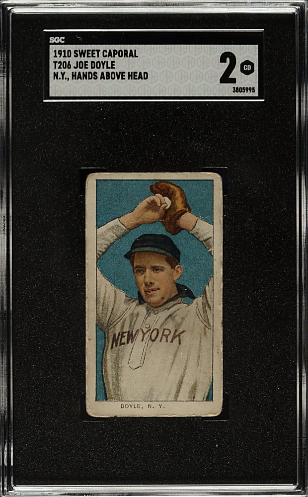 1909-1911 T206 White Border Joe Doyle N.Y. Hands Above Head SGC GOOD 2
