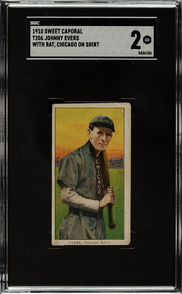 1909-1911 T206 White Border Johnny Evers with Bat, Chicago on Shirt SGC GOOD 2