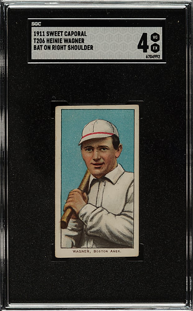 1909-1911 T206 White Border Heinie Wagner Bat on Right Shoulder SGC VG/EX 4