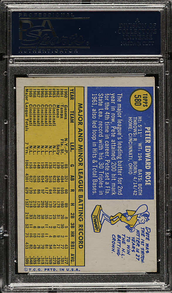 1970 Topps #580 Pete Rose PSA EX 5