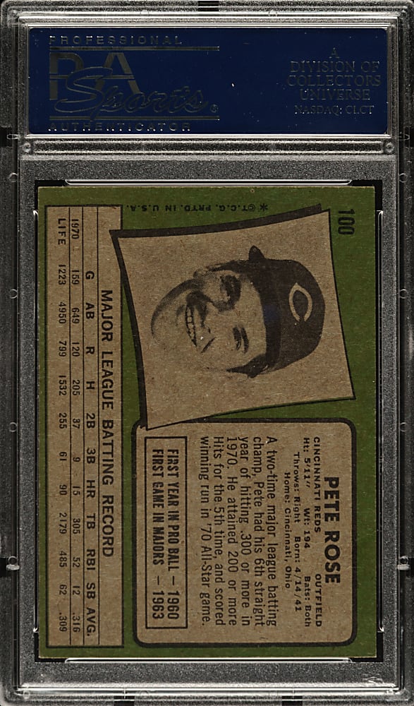 1971 Topps #100 Pete Rose PSA EX-MT 6