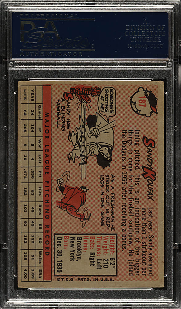 1958 Topps #187 Sandy Koufax PSA VG-EX 4
