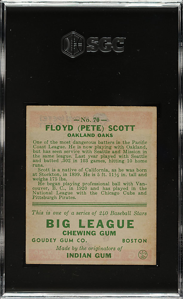 1933 R319 Goudey #70 Pete Scott SGC EX/NM 6