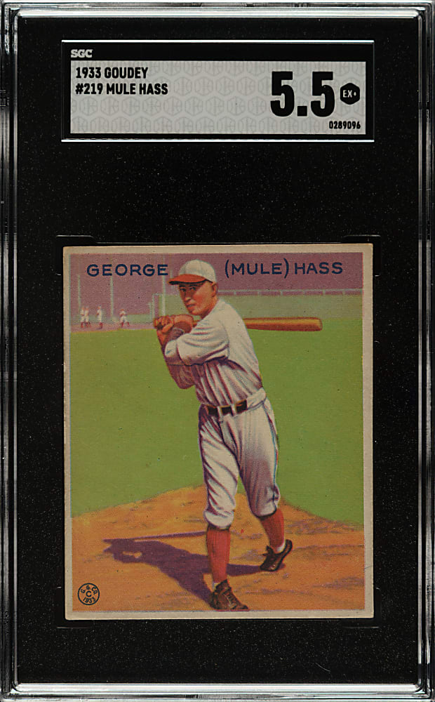 1933 R319 Goudey #219 Mule Haas SGC EX+ 5.5