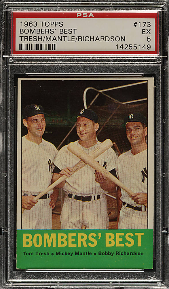 1963 Topps #173 Bombers' Best with Mickey Mantle PSA EX 5