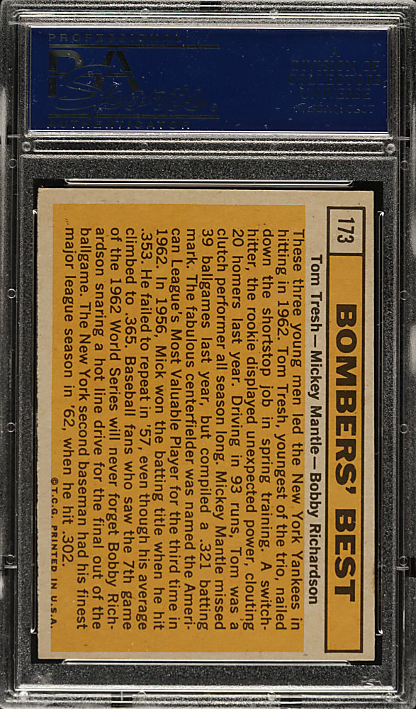1963 Topps #173 Bombers' Best with Mickey Mantle PSA EX 5