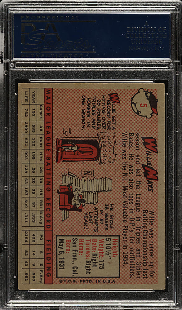 1958 Topps #5 Willie Mays PSA VG-EX+ 4.5