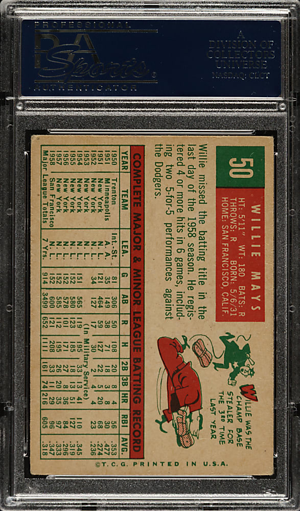 1959 Topps #50 Willie Mays PSA VG-EX 4