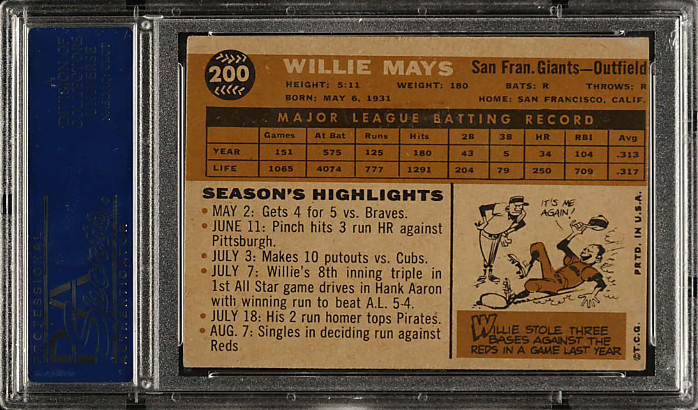 1960 Topps #200 Willie Mays PSA VG-EX 4