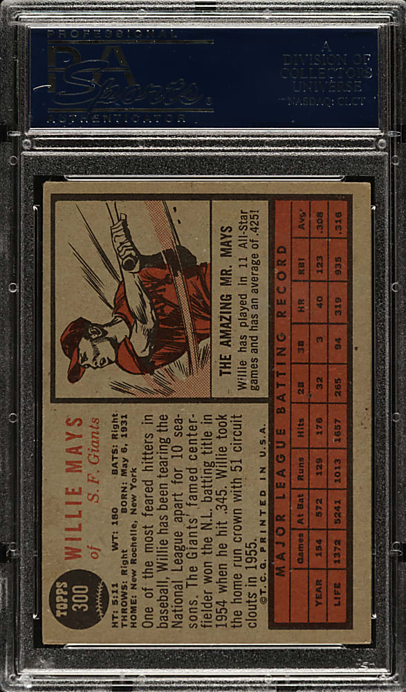 1962 Topps #300 Willie Mays PSA VG-EX 4