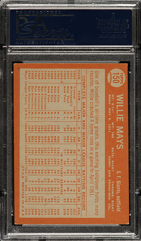 1964 Topps #150 Willie Mays PSA EX 5