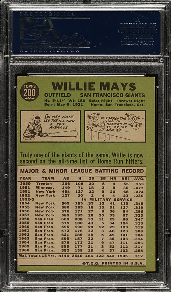 1967 Topps #200 Willie Mays PSA EX 5