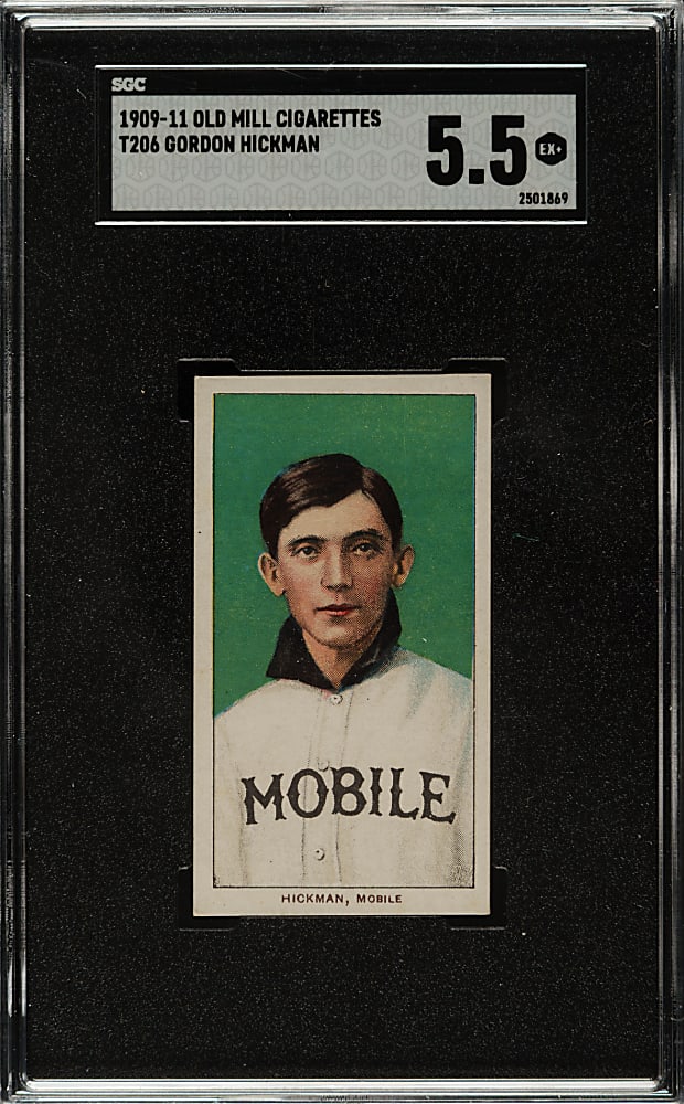 1909-1911 T206 White Border Gordon Hickman Southern Leaguer SGC EX+ 5.5 - Old Mill Back