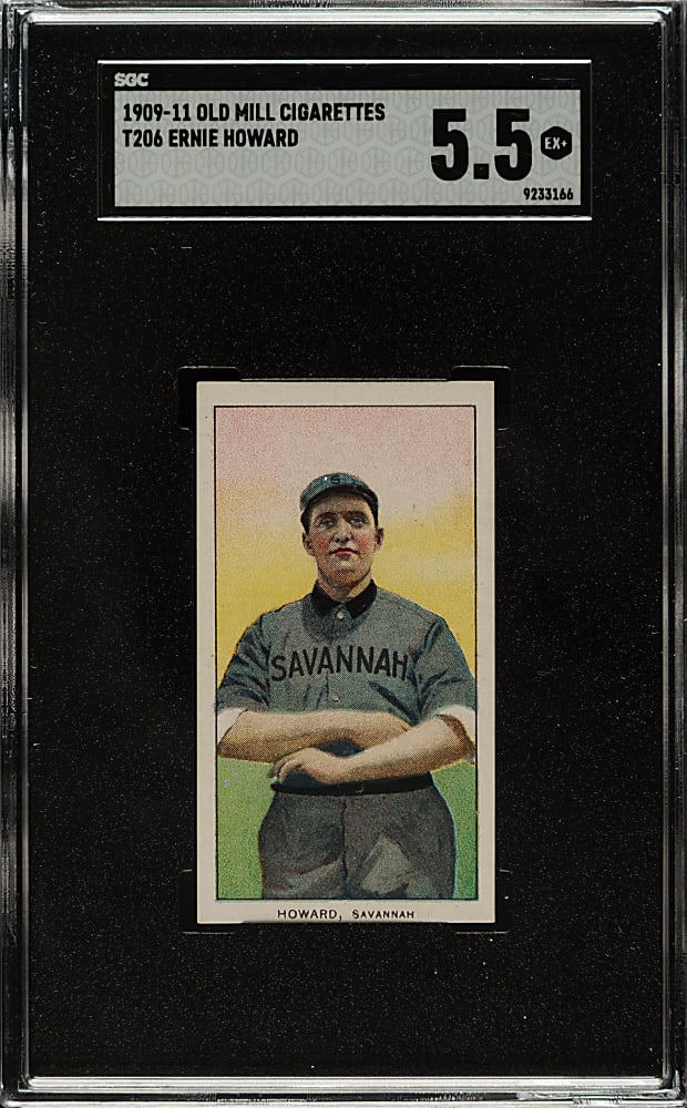 1909-1911 T206 White Border Ernie Howard Southern Leaguer SGC EX+ 5.5 - Old Mill Back