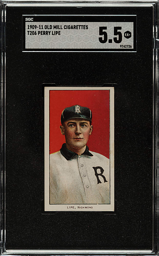 1909-1911 T206 White Border Perry Lipe Southern Leaguer SGC EX+ 5.5 - Old Mill Back