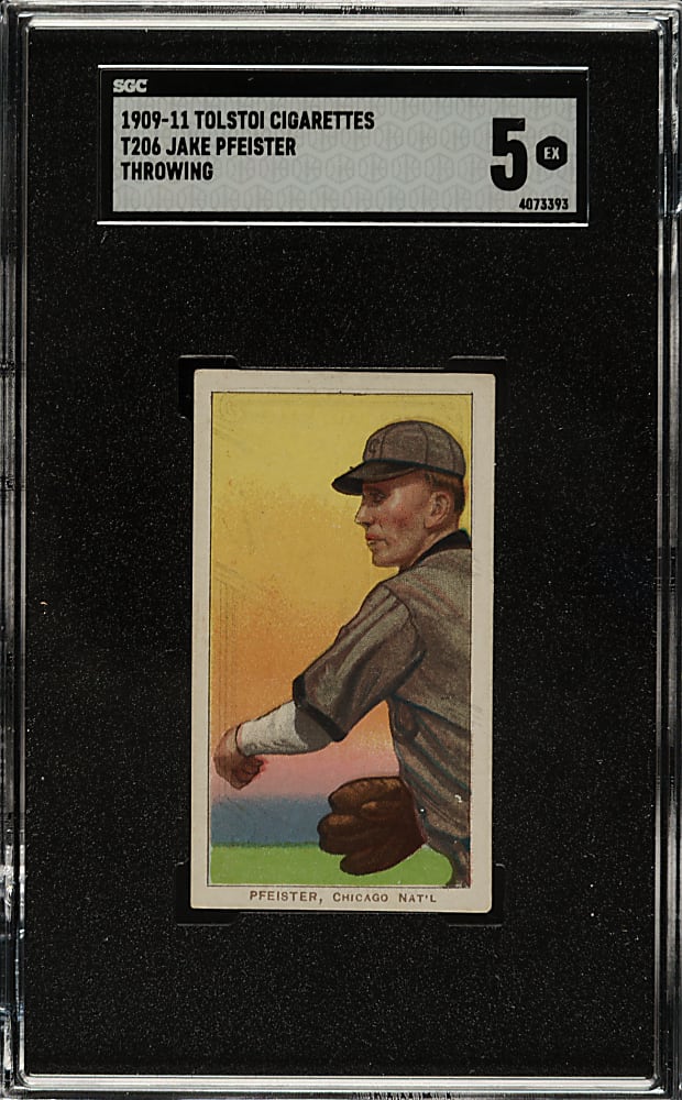 1909-1911 T206 White Border Jake Pfeister Throwing SGC EX 5 - Tolstoi Back