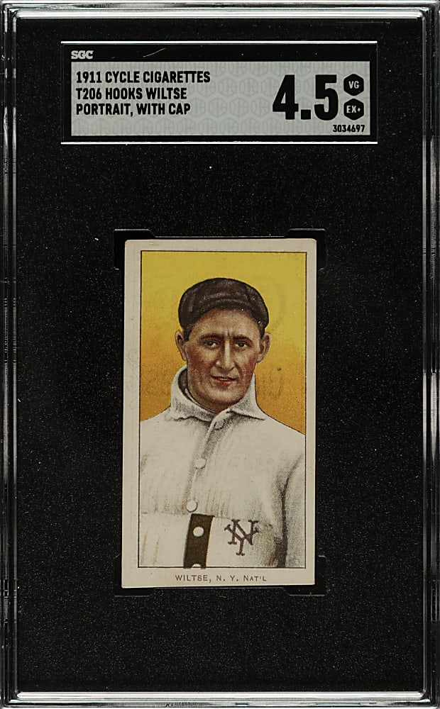 1909-1911 T206 White Border Hooks Wiltse Portrait with Cap SGC VG/EX+ 4.5 - Cycle 460 Back