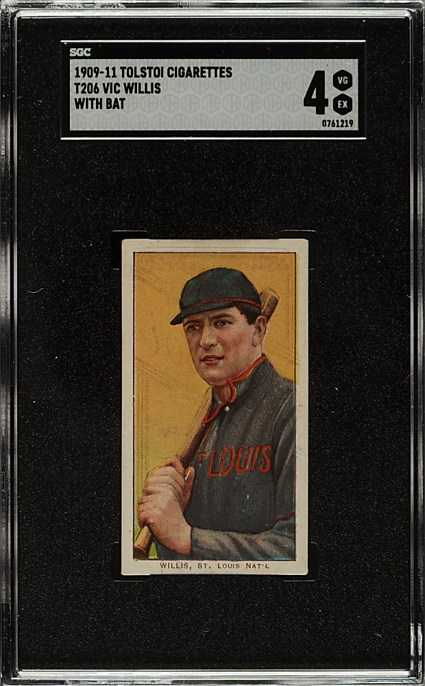 1909-1911 T206 White Border Vic Willis with Bat SGC VG/EX 4 - Tolstoi Back