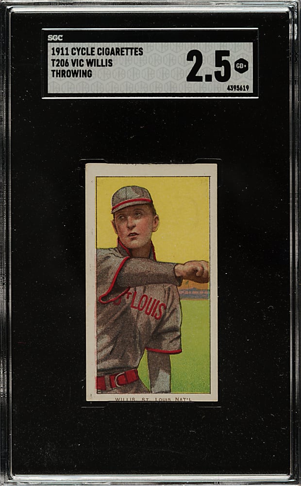 1909-1911 T206 White Border Vic Willis Throwing SGC GOOD+ 2.5 - Cycle 460 Back