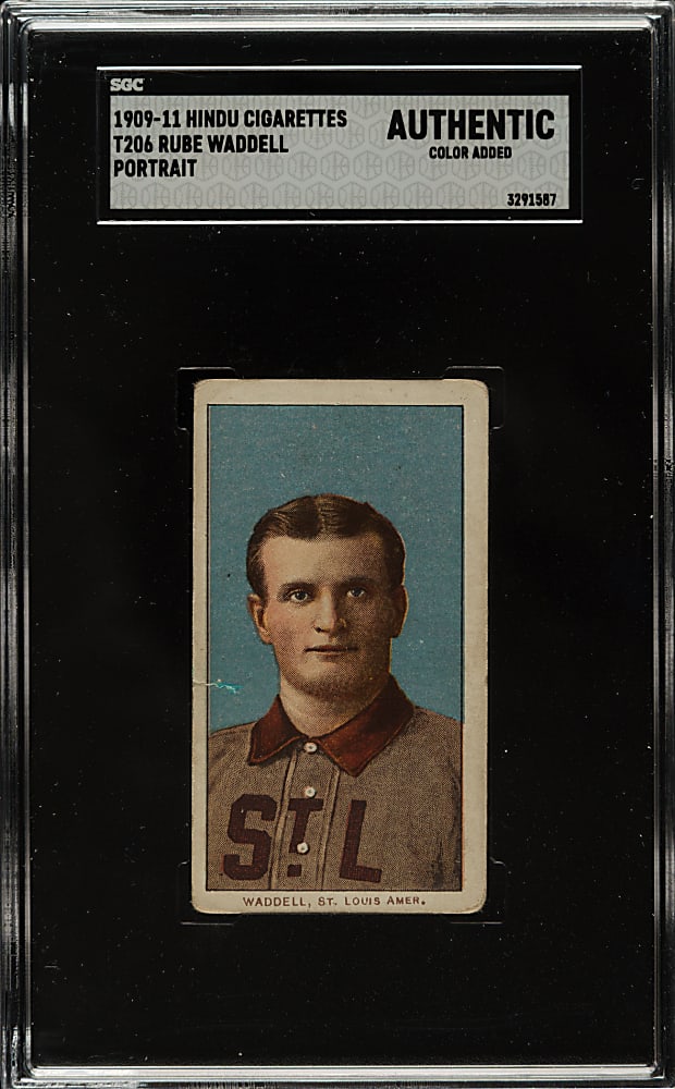 1909-1911 T206 White Border Rube Waddell Portrait SGC Authentic- Brown Hindu Back
