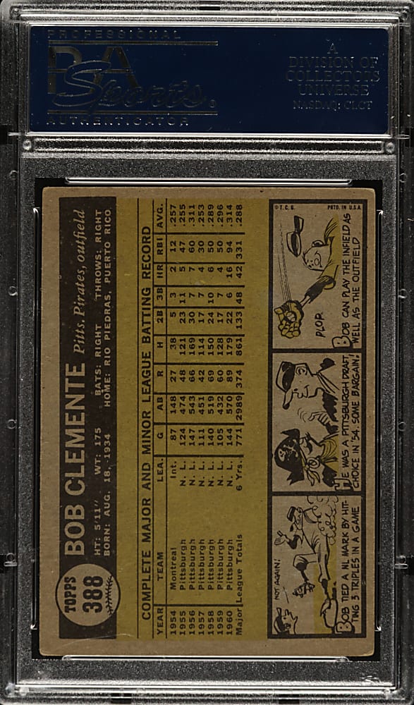1961 Topps #388 Roberto Clemente PSA VG-EX 4