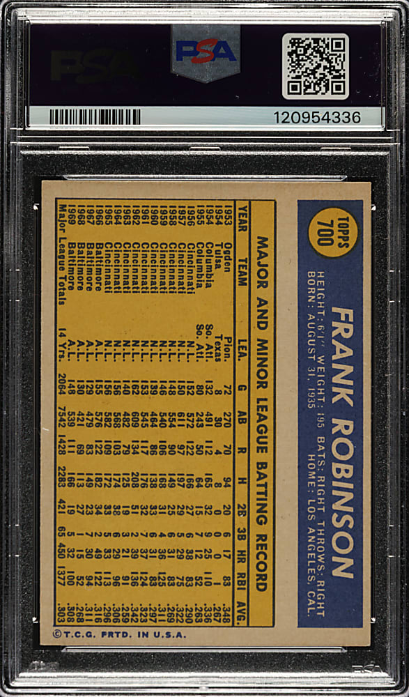 Signed 1970 Topps #700 Frank Robinson PSA/DNA GEM MINT 10