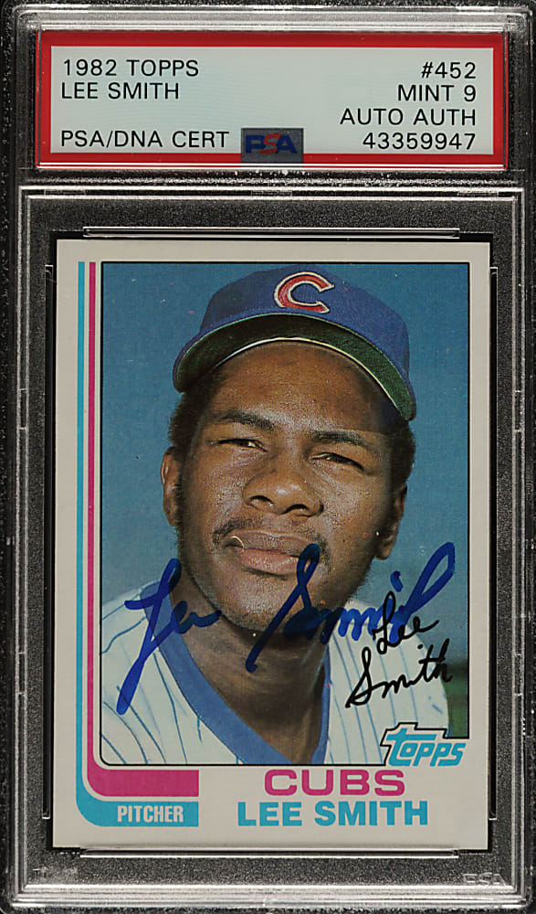 Signed 1982 Topps #452 Lee Smith Rookie PSA MINT 9