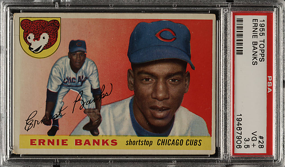 1955 Topps #28 Ernie Banks PSA VG+ 3.5